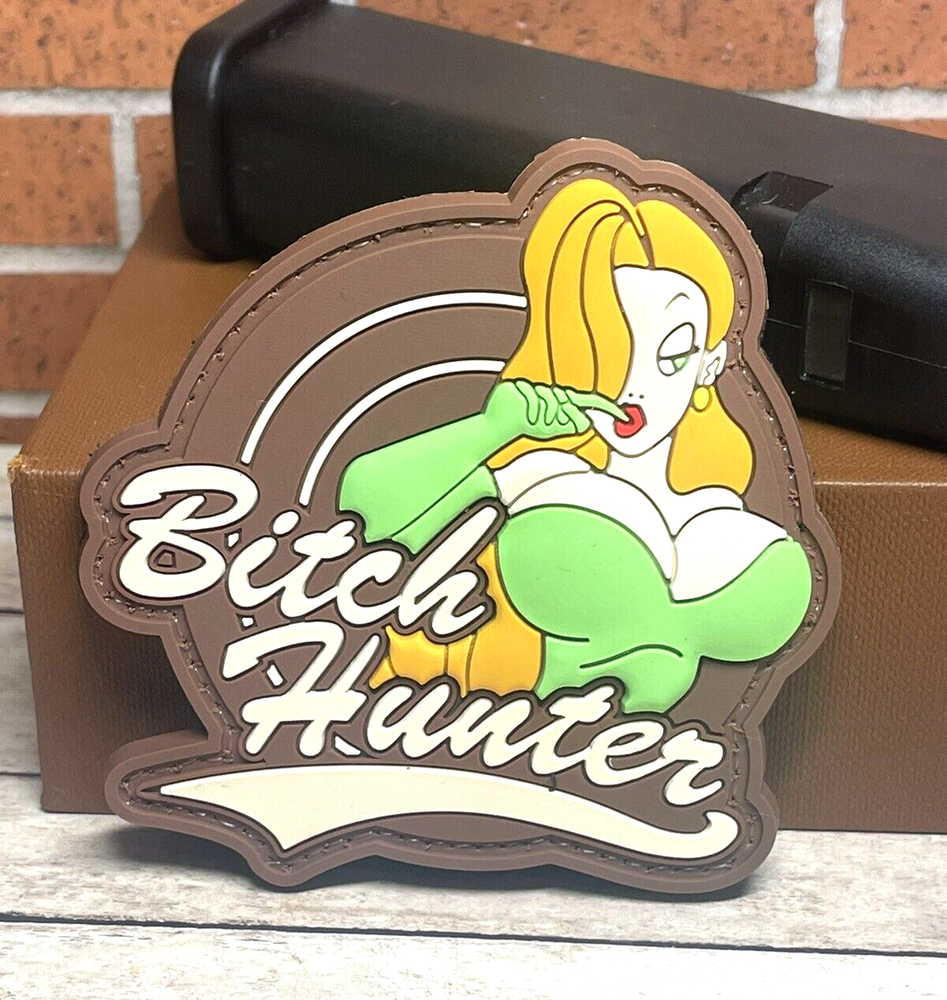 3D Bitch Hunter Titties PVC Patch Hook Backed Brown Tactical Morale Rubber Patch