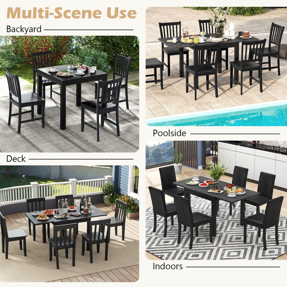 Patio Expandable Dining Table 31.5"-63" Adjustable Rectangular All Weather Table