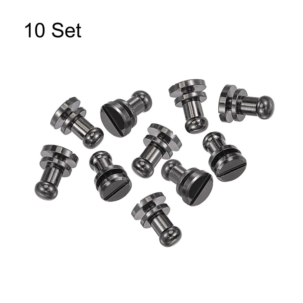 10 Set 5mm Solid Brass Round Head Lock Screw Rivets Pin Fixing, Black