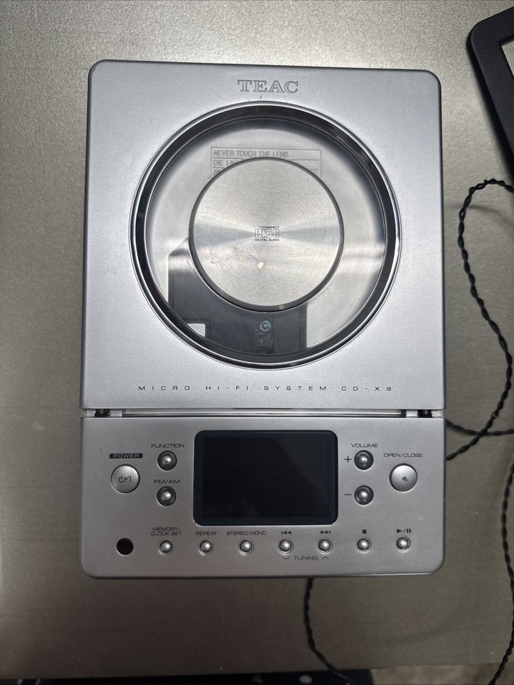 TEAC Micro Hi-Fi System CD-X8 Silver Receiver/CD Player Untested Read Below