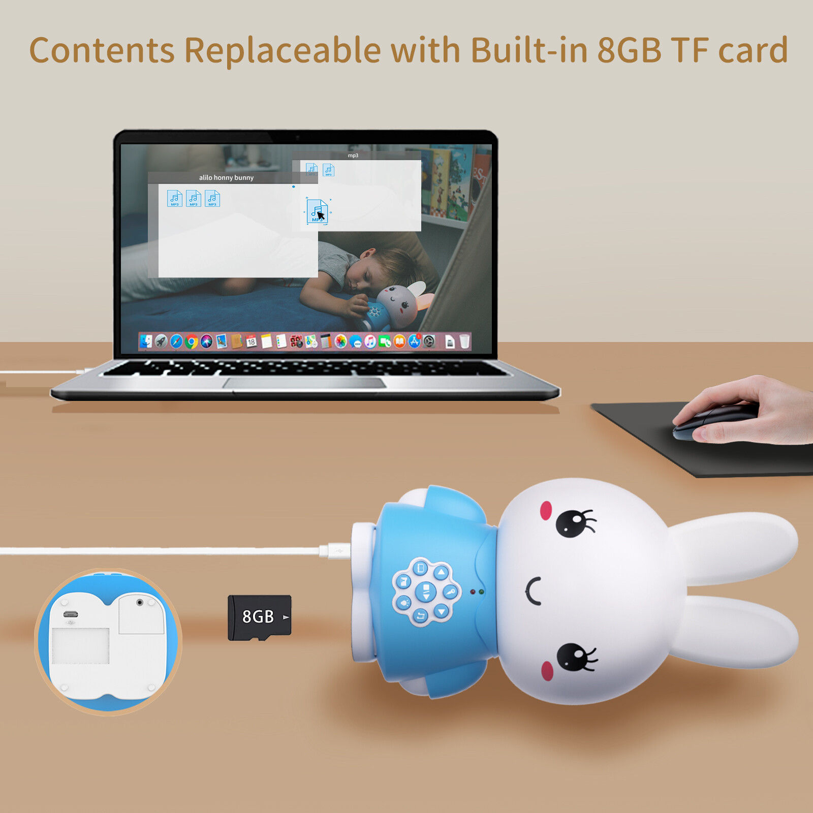 Alilo G6 Honey Bunny, Nursery Rhymes, Stories, Recording, Lullaby Baby Toy - NEW