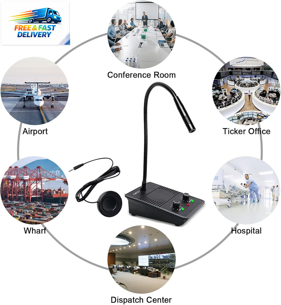 Window Speaker Intercom System,Dual Way Anti-Interference Intercommunication Mic