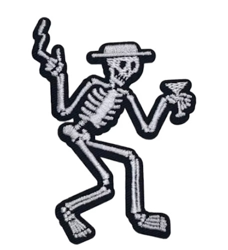 SOCIAL DISTORTION - DRINKING SKELETON - Embroidered Iron On/ Sew-On Patch