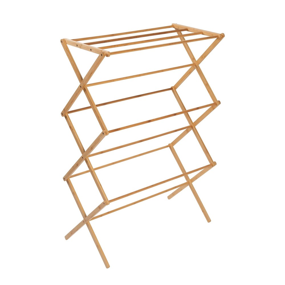 Collapsible Bamboo Drying Rack – Sturdy & Foldable Laundry Drying Rack, Space...