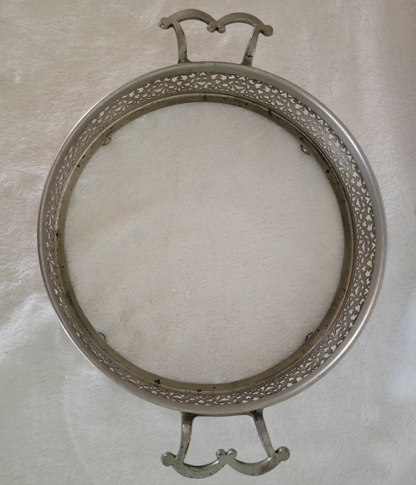 Vintage Royal Rochester Silverplate Serving Cradle w handles & Pyrex Mid-century