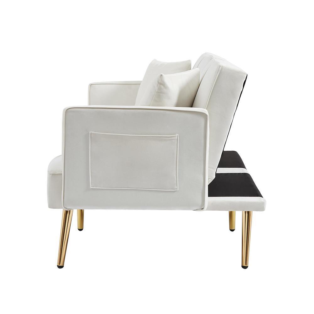 WHITE VELVET SOFA BED