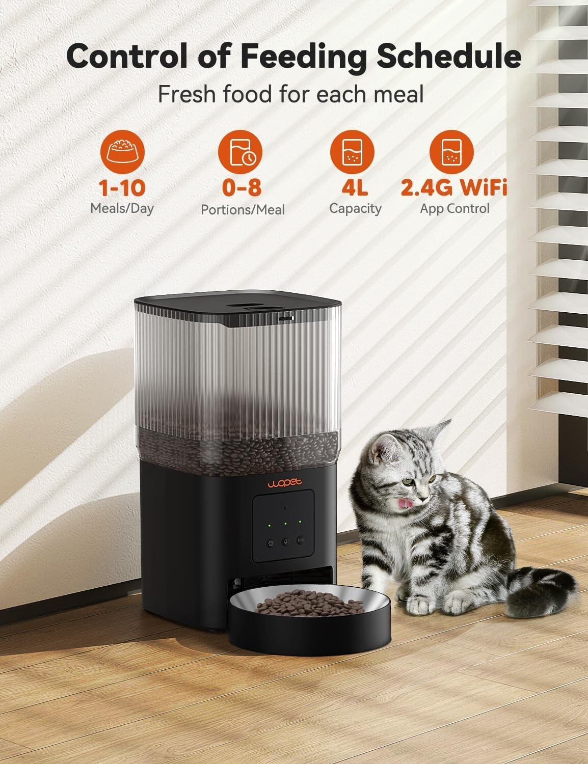 WOPET 4L Automatic Cat and Dog Feeder WiFi Automatic-Black MSRP $49.99 NWB