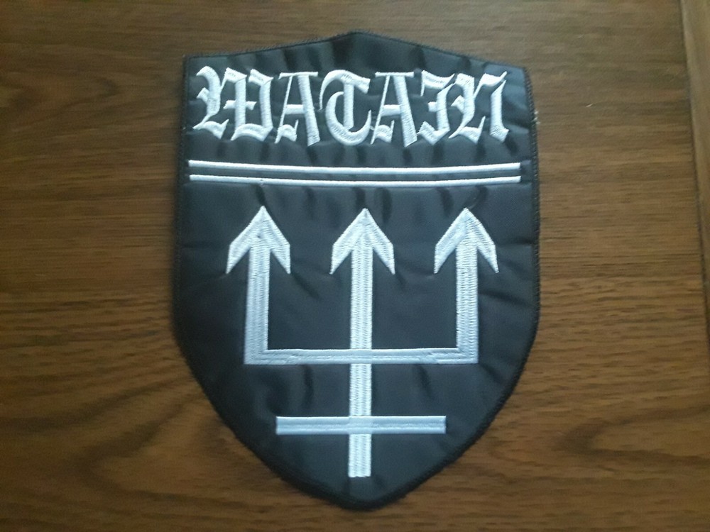 WATAIN + LOGO,SEW ON WHITE EMBROIDERED LARGE BACK PATCH