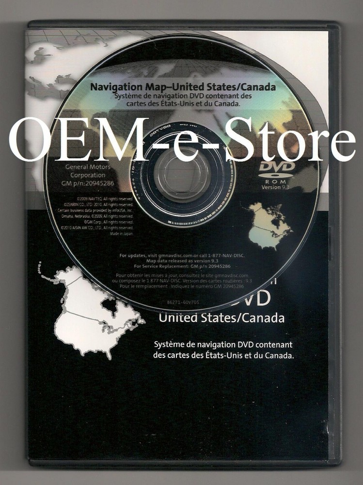 2007 2008 2009 2010 Cadillac Escalade EXT ESV Navigation DVD Map VER 9.3 Update