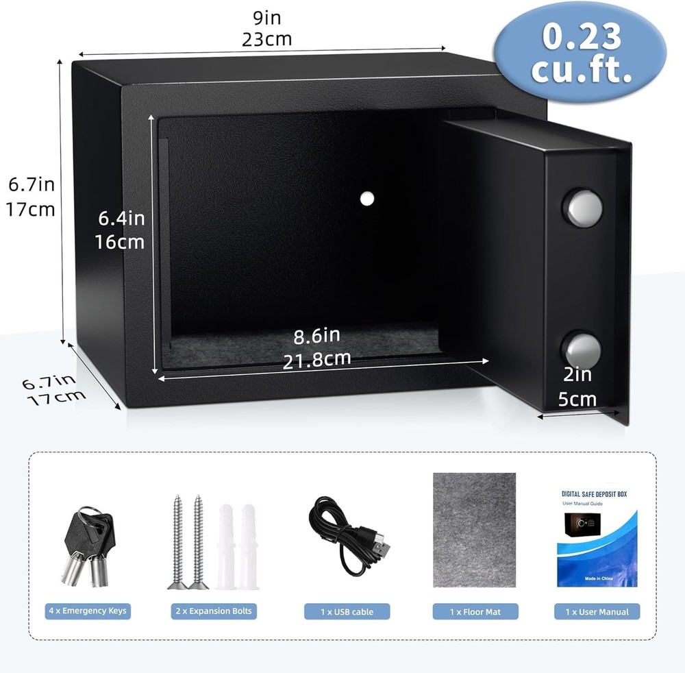 Digital Electronic Fireproof Safe - Compact Security Lock Box for Valuables