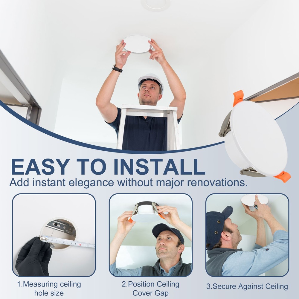 4Pcs 185mm/7.3" Round Ceiling Cover Plate, Cap Access Panel for 4.9-6.9", White