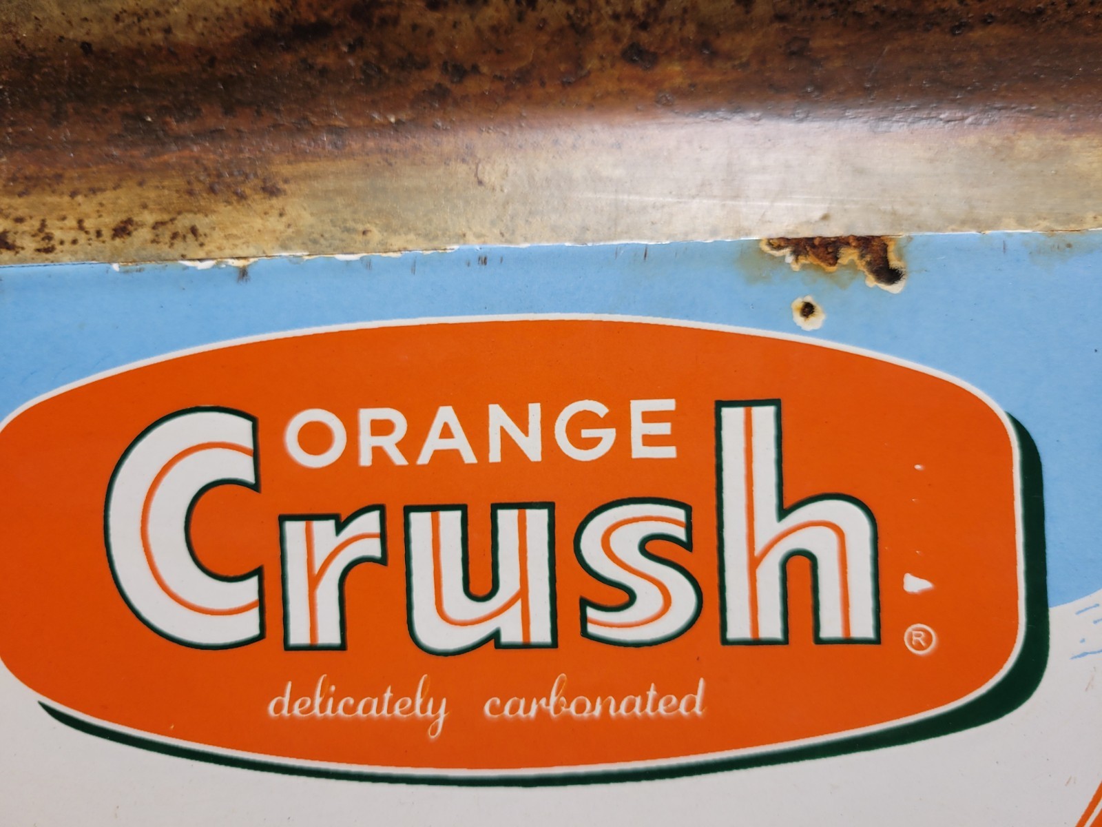VINTAGE ORANGE CRUSH PORCELAIN SIGN OLD COLA SODA POP DRINK BEVERAGE BOTTLE SHOP
