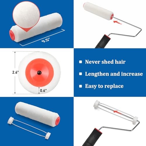 Paint Roller Kit with Extension Pole, 13PCS House Paint Rollers Set 81 inch