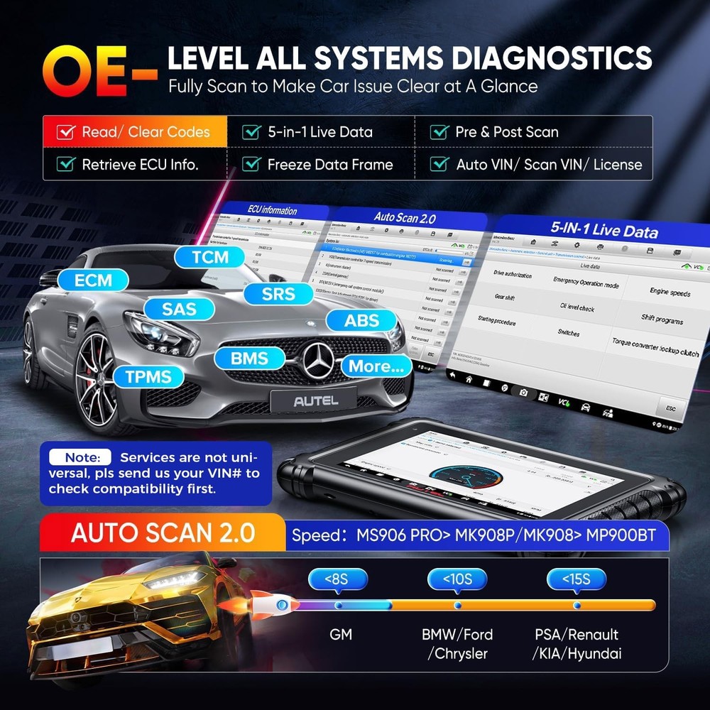 Autel MaxiSys MS906 MAX Up MK908 Pro Scanner Bidirectional Diagnostic ECU Coding
