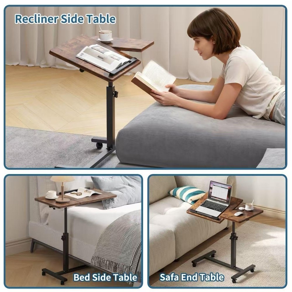 Overbed Table，Bedside Table，Adjustable Height＆Protable Stan