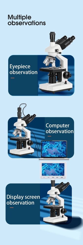 40 X -5000 X Trinocular LED Lab Compound Microscope with Double Layerwith electr