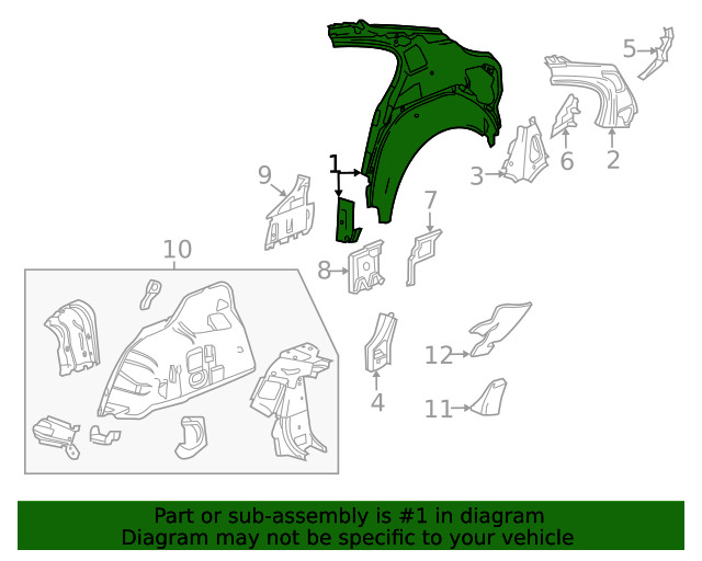 Genuine GM Driver Side Body Side Inner Panel 22859647