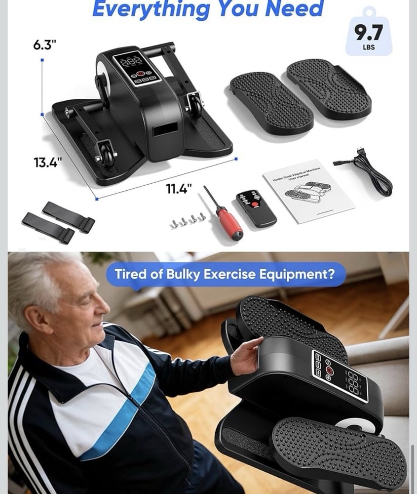 Under Desk Elliptical Machine for Senior (Black2