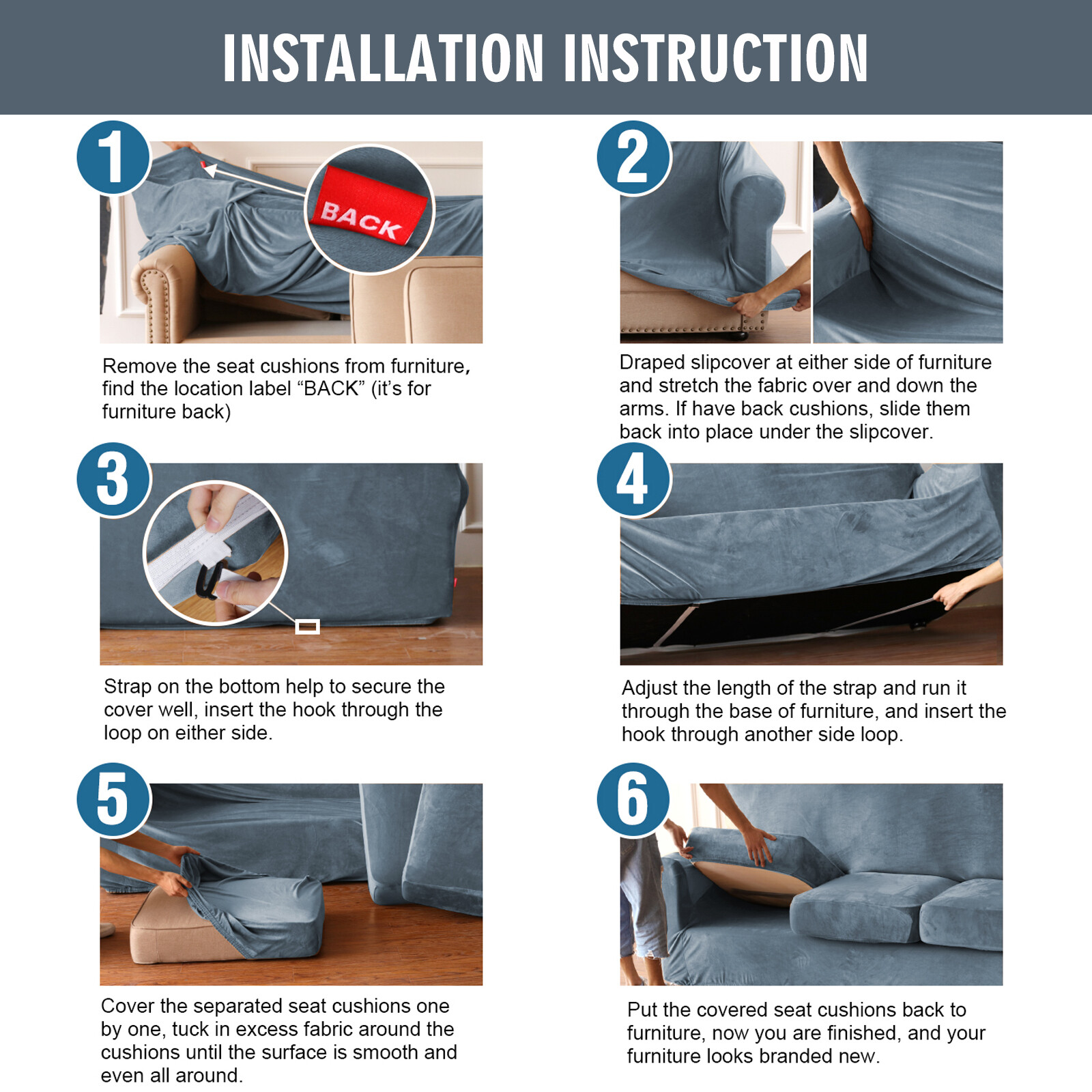 Stretch Sofa Couch Covers Velvet Sofa Slipcover Separate Fit Seat Cushion Cover