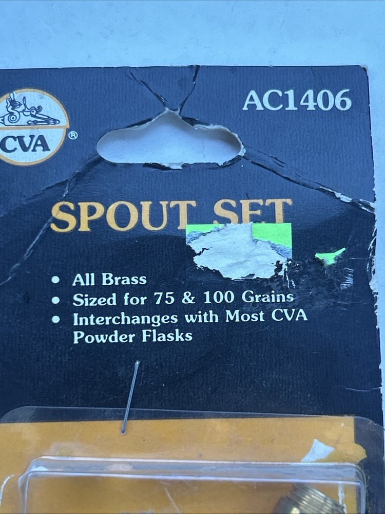 CVA AC1406 Brass Spout Set 75 & 100 Grain Black Powder Flask Muzzleloader
