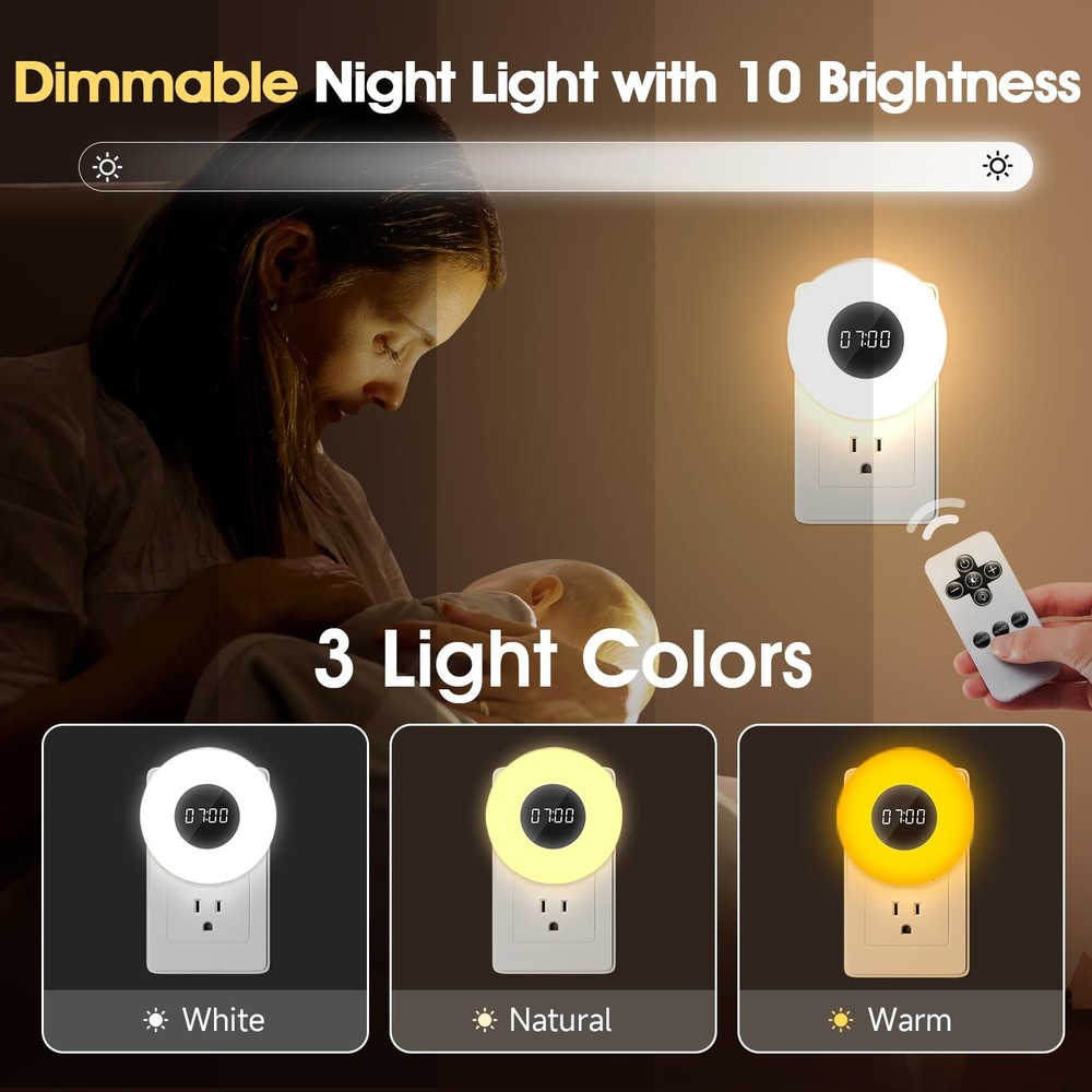 【2 Pack】 Bathroom Clock,10 Levels Dimmable+3 Light Colors+Remote Shower Clock...