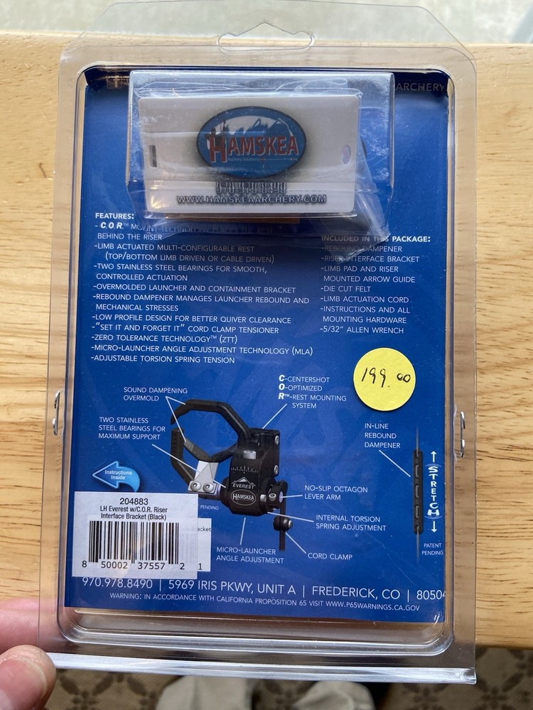 Hamskea Everst Left Hand Cor Interface Mount Arrow Rest