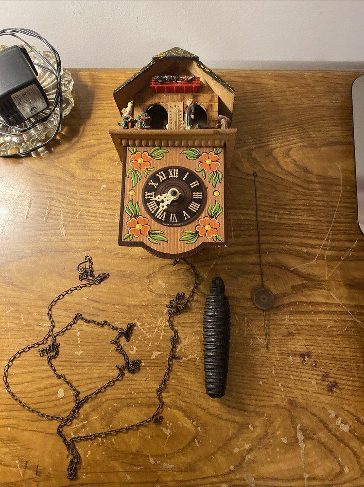 Vintage West Germany Clock With Thermometer Working But Needs Repair