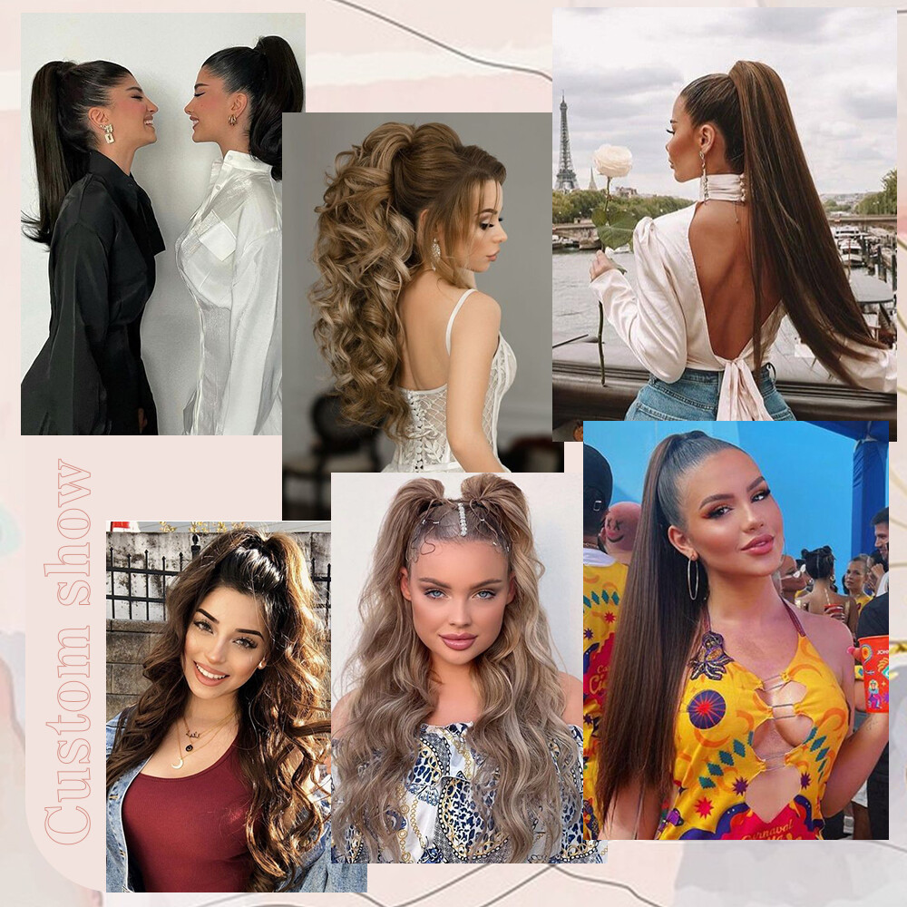 Claw Clip Wavy Ponytail Extensions As Human Pony Tail Long Hair Hairpiece Real