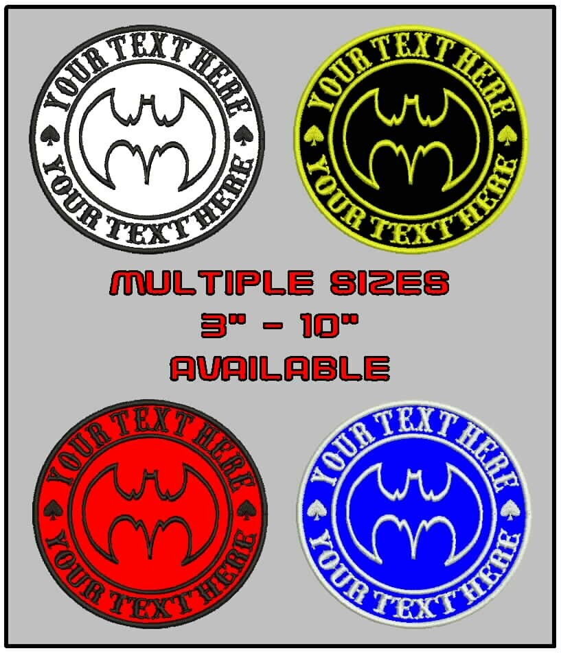 Custom Embroidered Bat Logo Round Patch MC Biker Motorcycle 2 Sizes USA