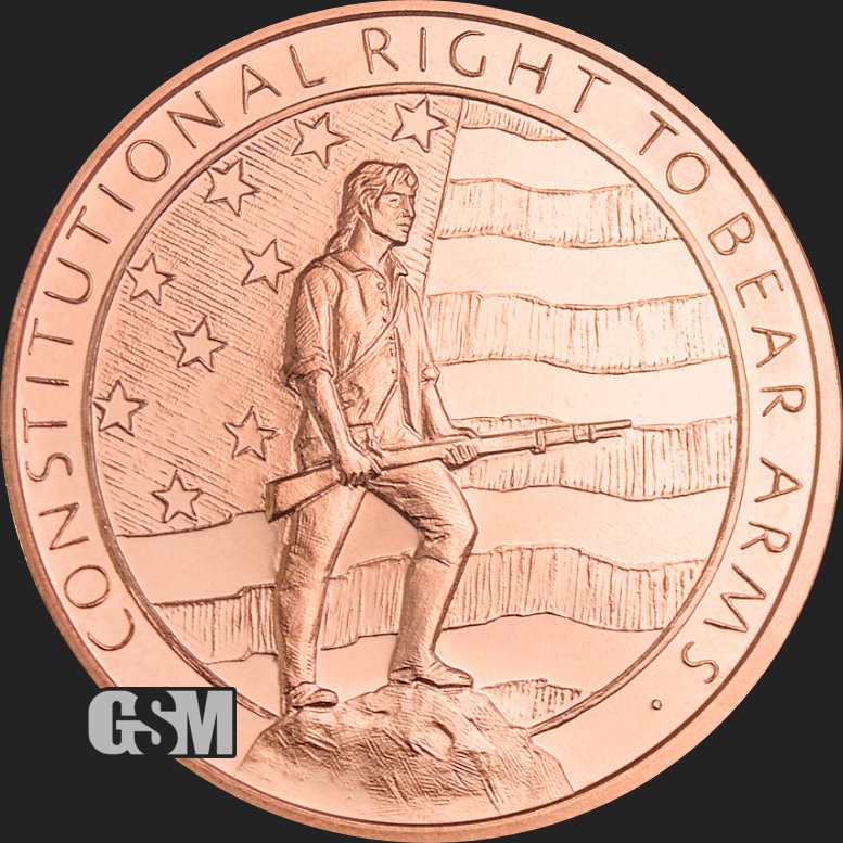 1 Oz. Solid .999 Fine Copper Round - Second Amendment - Golden State Mint