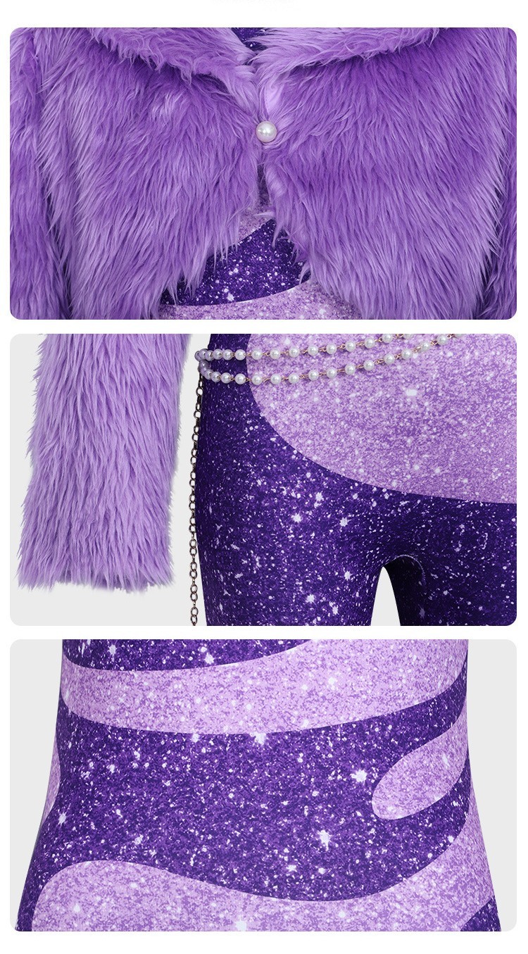 Kids Zootopia 2 Gazelle Cosplay Costume Antelope Singer Jumpsuit Purple Coat