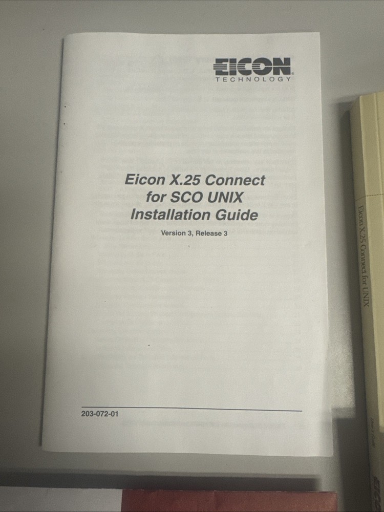 EICON TECH SOFTWARE MEDIA FOR SCO UNIX & UNIXWARE + USER'S GUIDE (#149)