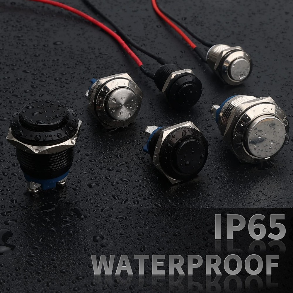 STARELO 5pcs 12mm Momentary Push Button Switch Black Shell with