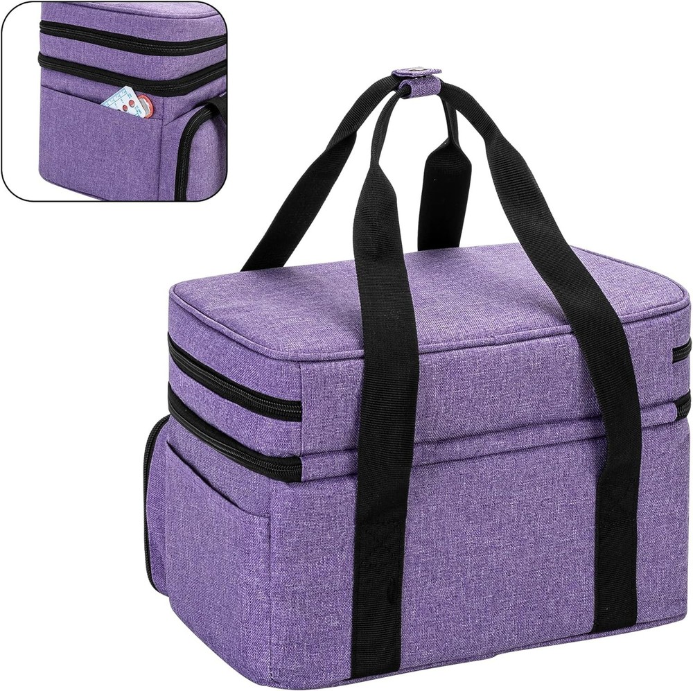 Functional Double Layer Sewing Tools Storage Bag with Clear Detachable Pouches
