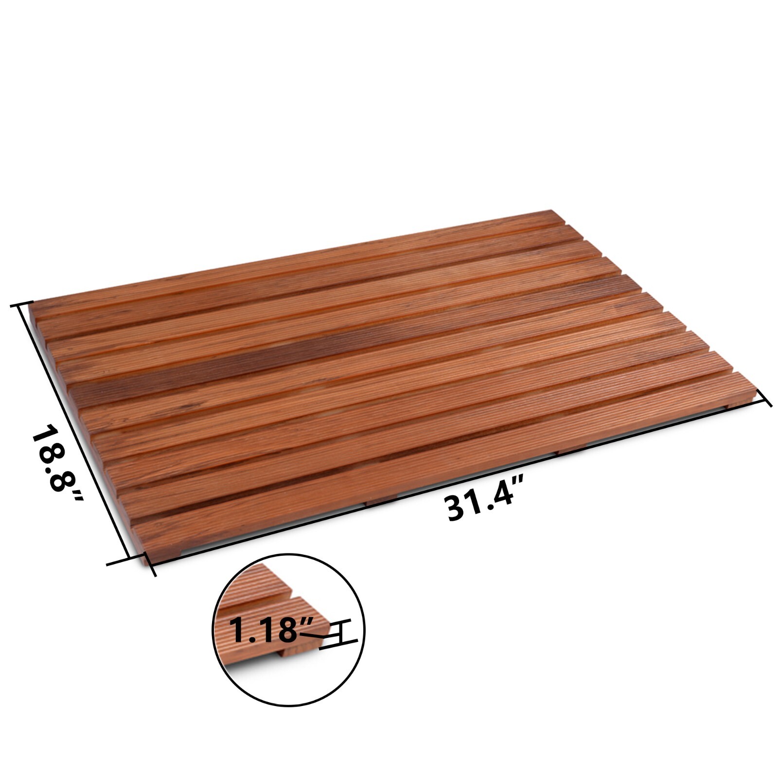 32 x 18 Inch Teak Shower Mat for Bathroom,Wood Bathroom Mat