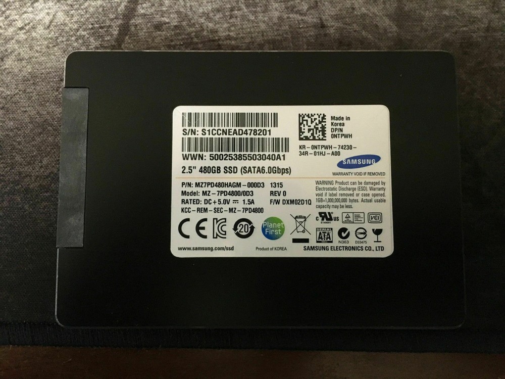 Win 10 Pro preloaded in 480GB SSD Solid State Hard Drive (Size 2.5") #1000