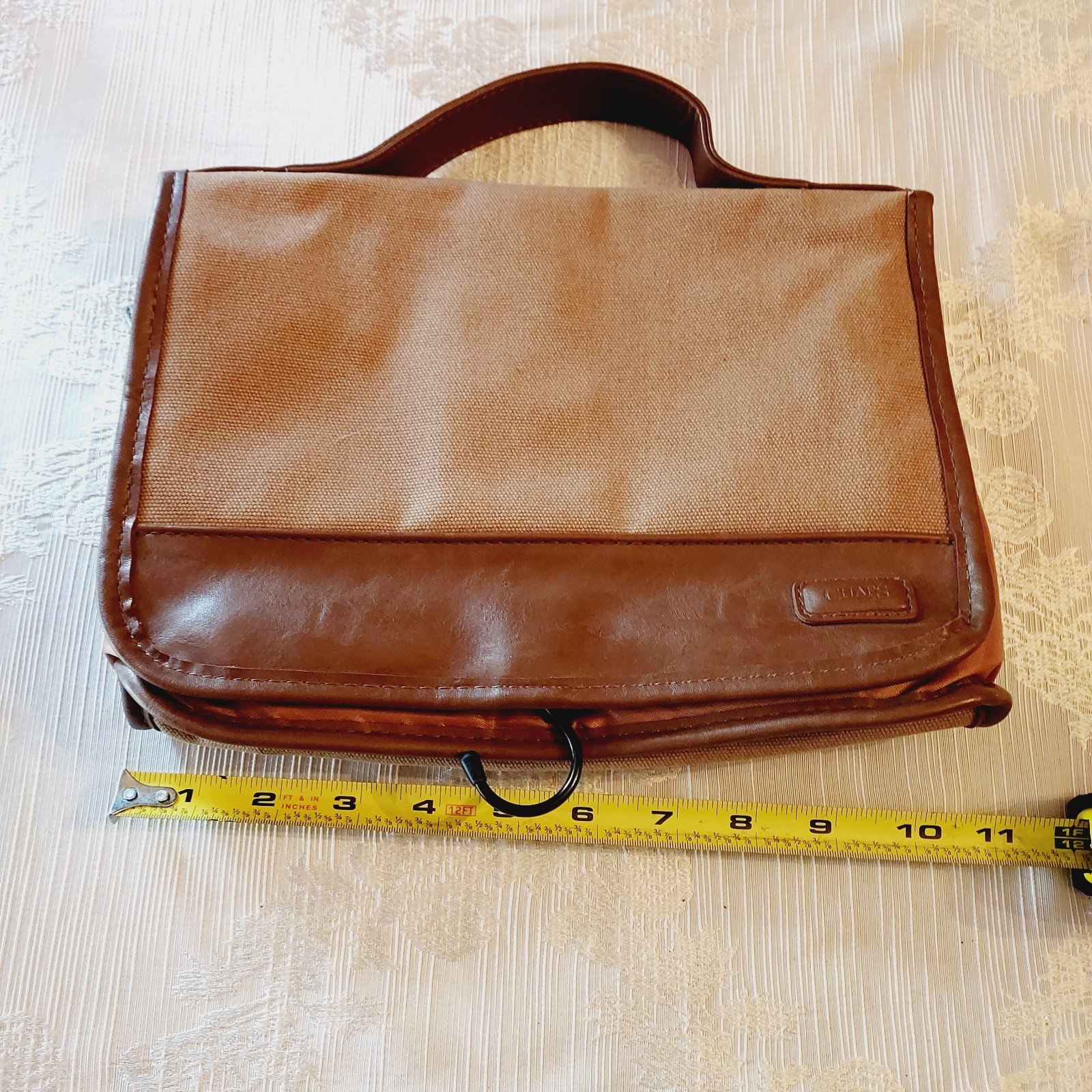 Chaps Ralph Lauren Toiletry Canvas Leather Trim Hang Travel Bag Mens Womens Vtg