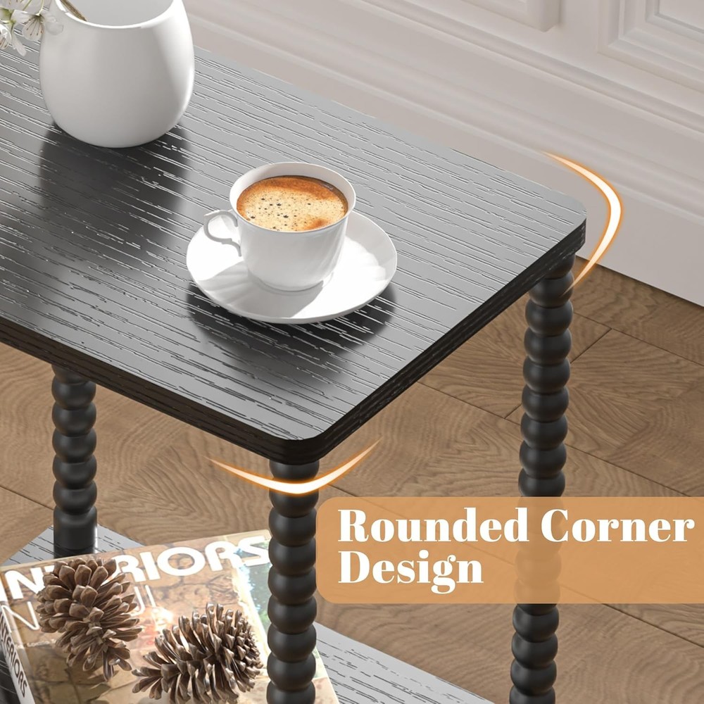 Side Table, Small End Table, 2-Tier Nightstand with Storage Shelves, Coffee Tabl