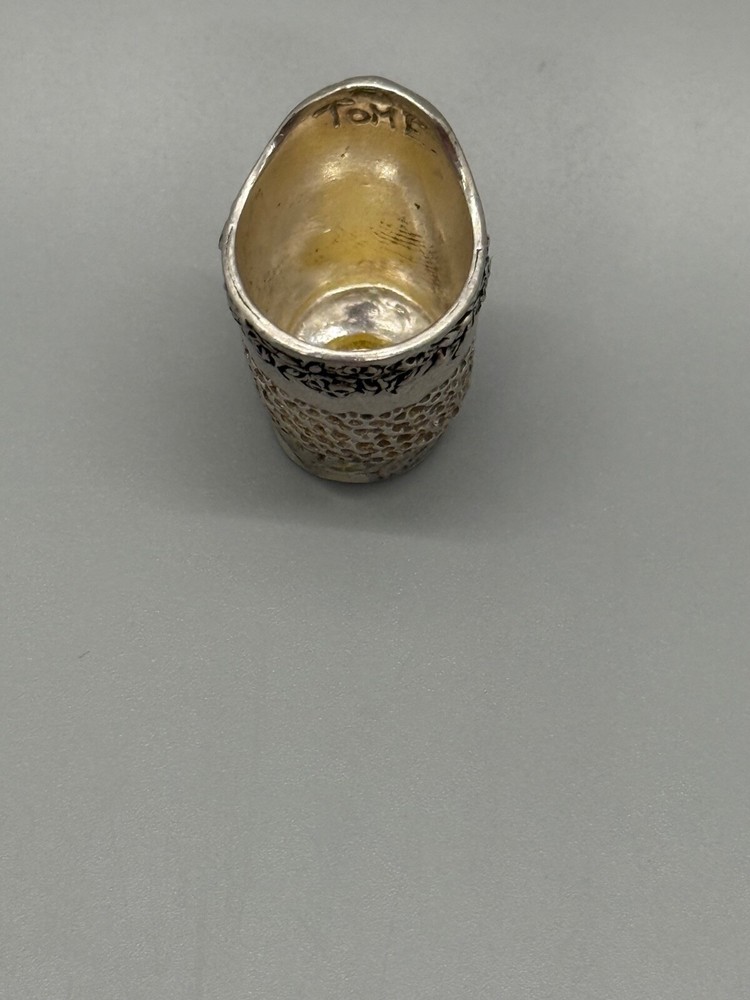 Tom Edwards Sterling Silver Drop Rim Thimble with Flowers