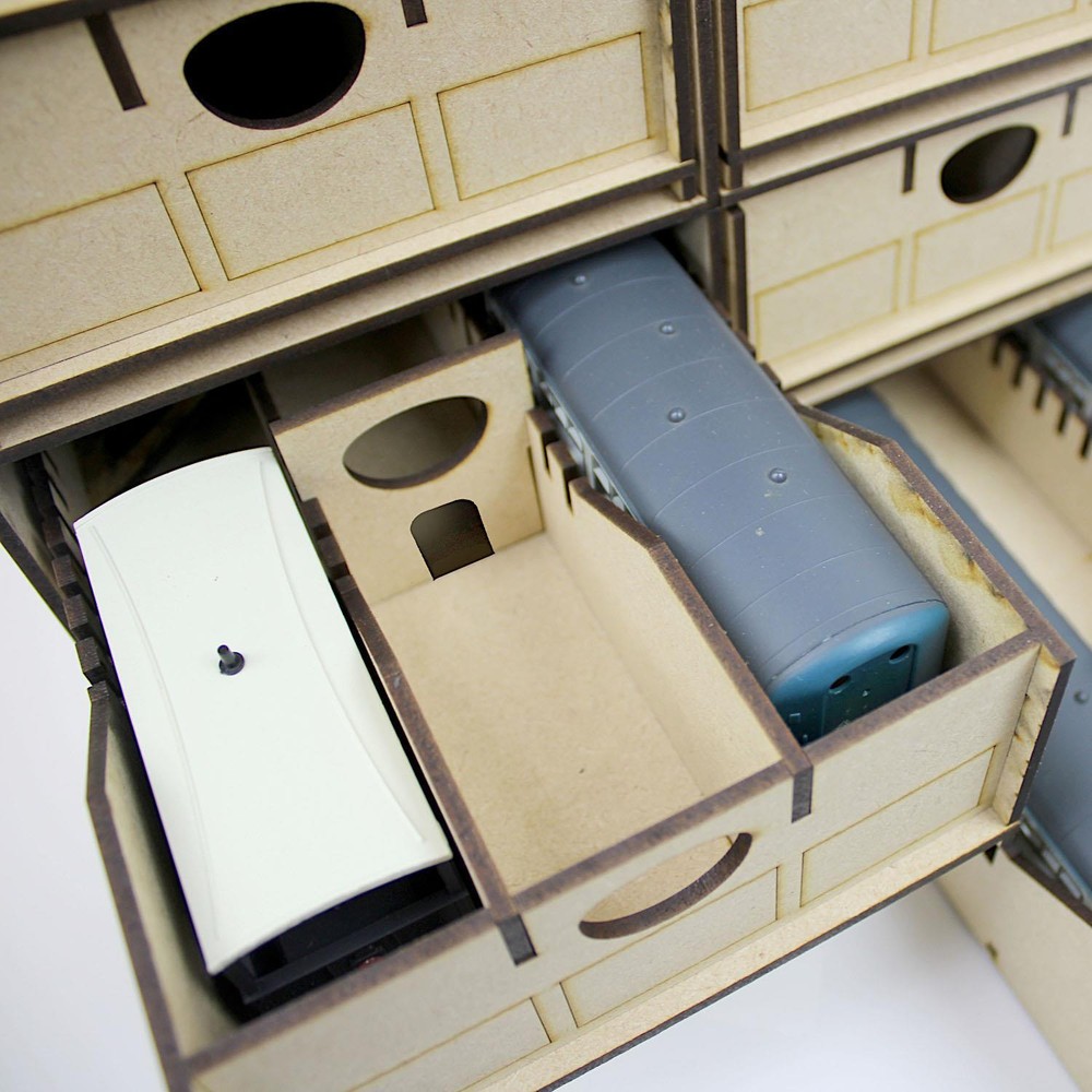 Loco & Rolling Stock Storage Box | 6x Multi-Compartment Drawers | Model Rail