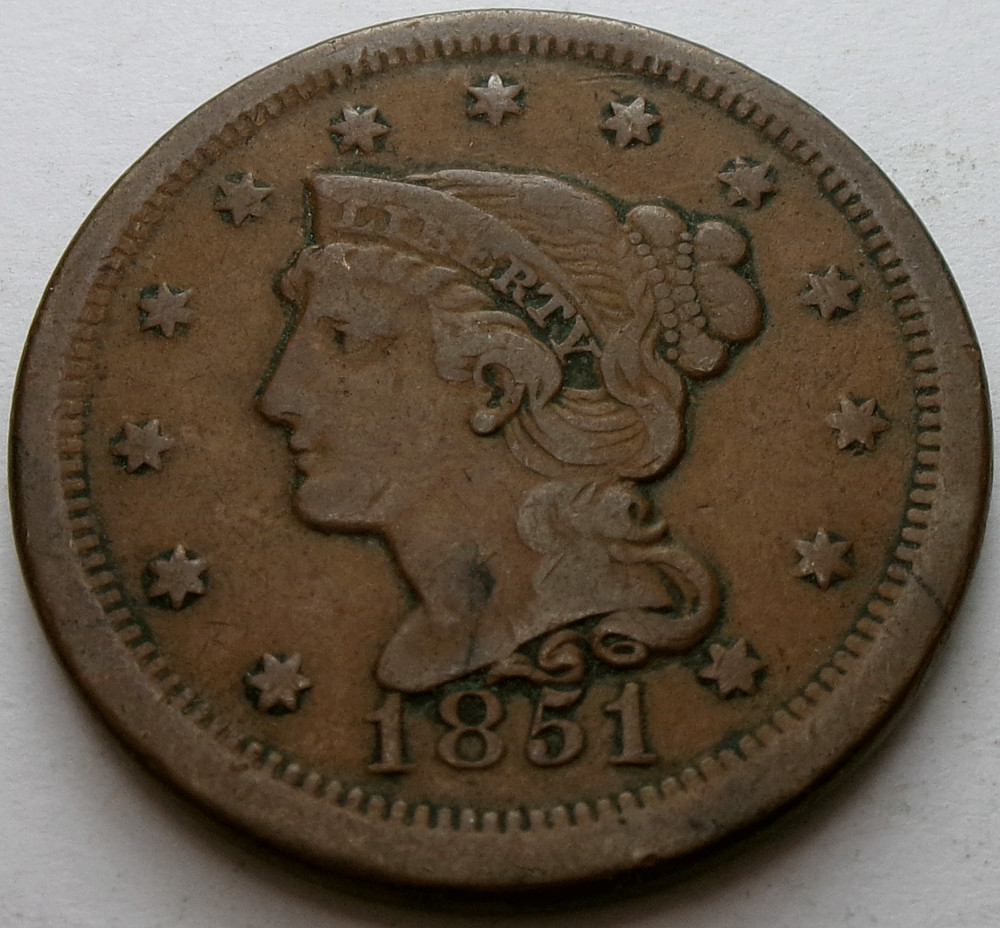 1851 Braided Hair Large Cent