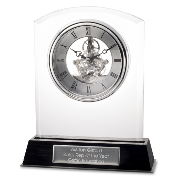 TR - Things remembered Glass Floating Clock - Silver