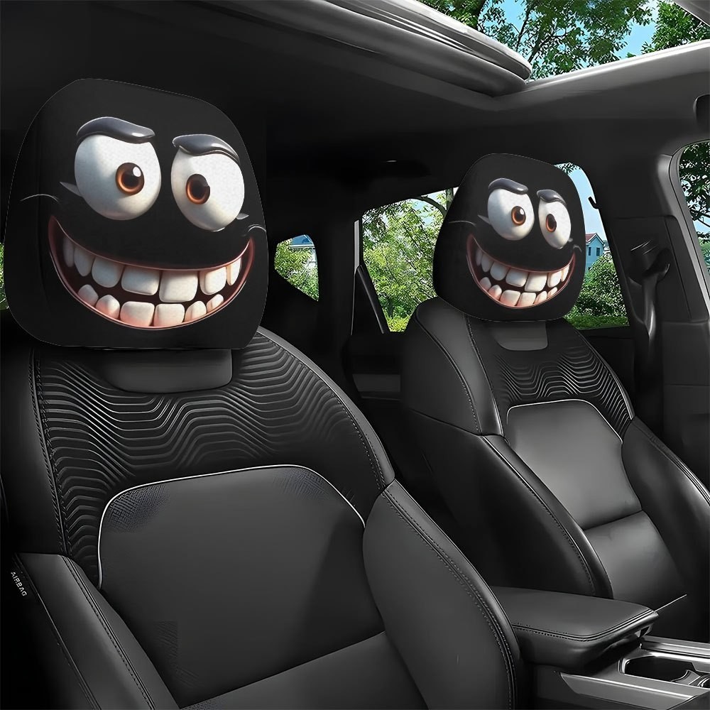 2pcs Sci-Fi Warrior Car Headrest Covers Funny, Universal Fit TL