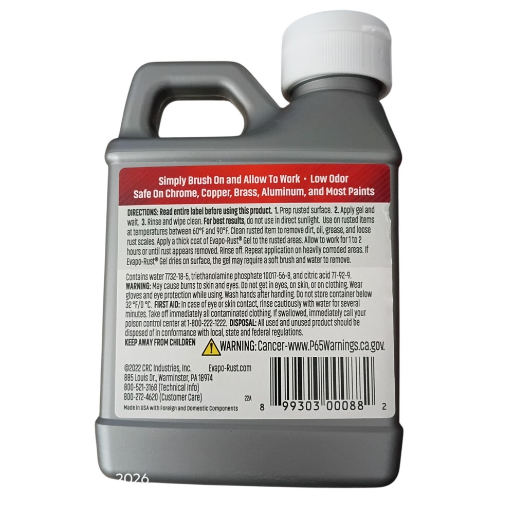 Evapo-rust Gel Rust Remover, 8 Fl Oz, Rust Remover for Vertical Surfaces