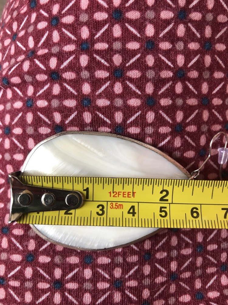 White Shell tear drop dangle artisan made earrings