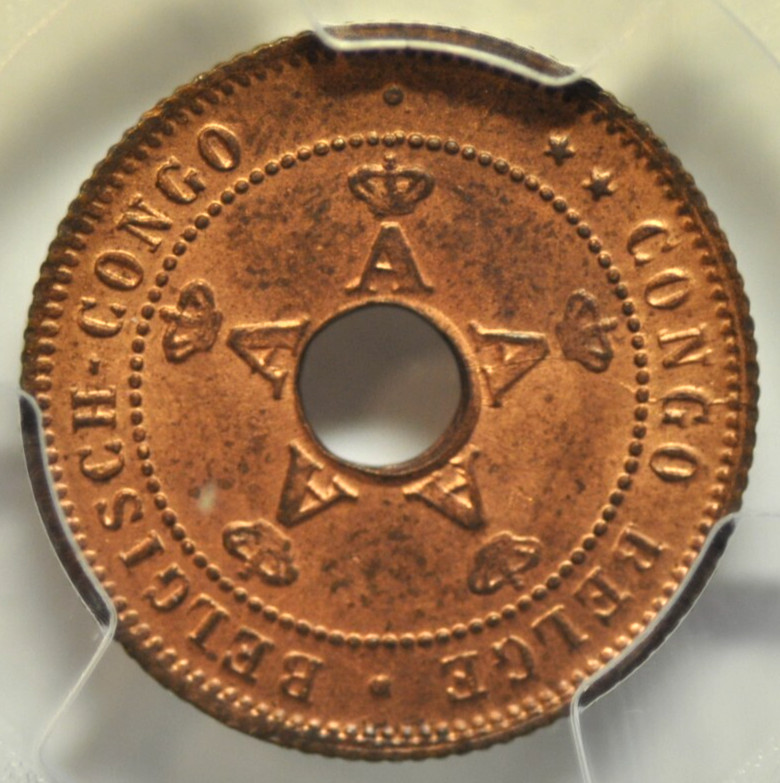 mw24735 Belgian Congo Centime 1919 PCGS MS64RB