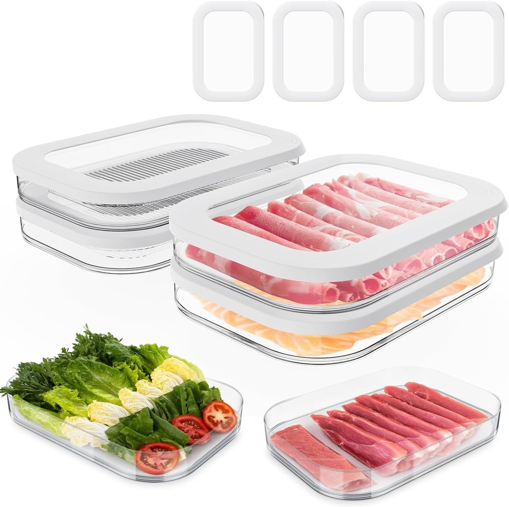 6 Pcs Deli Meat Container Fridge Stackable Bacon Lunch Meat Container
