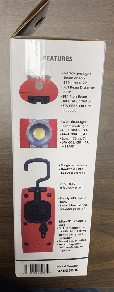 MAXXEON WORKSTAR 3000 TECHNICIANS PRO LED WORK LIGHT 175/350/700lm MXN03000