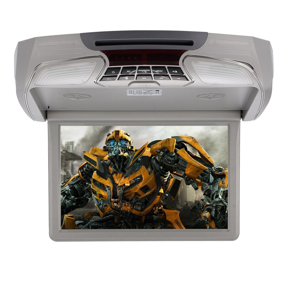 Gray 12.1" Car Flip Down Overhead Roof Mounted Monitor w/ DVD Player Wide Screen