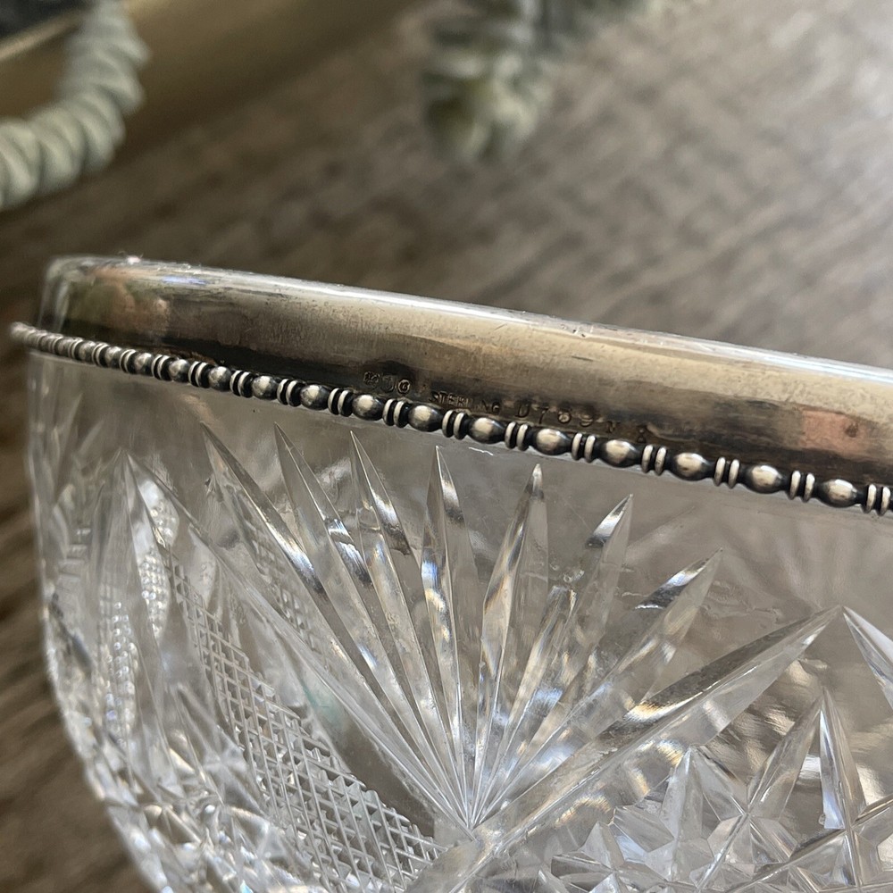 Gorham Cut Glass Serving Bowl Sterling Silver